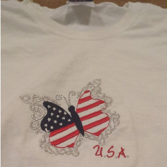 VTG MC Energy Butterfly USA Women's Large Shirt Floral Nature America USA Y2K - Picture 2 of 7